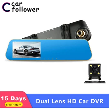 

4.3" Full HD 1080P Dash Camera Auto Driving Recorder Rearview Mirror Dash Cam Dual Lens Car DVR Night Vision Video Registrator