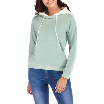 

2019 Winter Sweatshirts Women New Patchwork Casual Top Hoodies Sweatshirts Long Sleeve Sportswear Autumn Coat