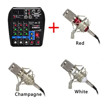 

Freeboss A4 + BM-800 Set A4 Sound Mixing Console Bluetooth USB Record Computer Playback and BM-800 Condenser Microphone set