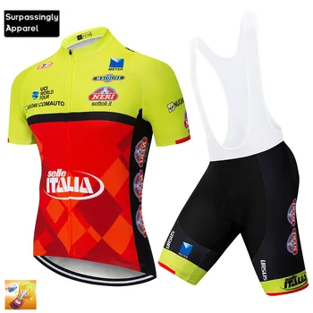 

2019 Team ITALIA ycling Jersey 16D Gel Pad Bike Shorts Set MTB Ropa Ciclismo Mens Summer Bike Bicycling Maillot Wear Jersey Set