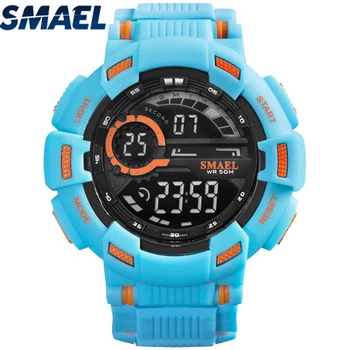 SMAEL Brand Top Luxury Mens Watches 30M Waterproof Alarm Date Casual Watch Resin Strap Sport Men Digital Watch Relogio Masculino 1