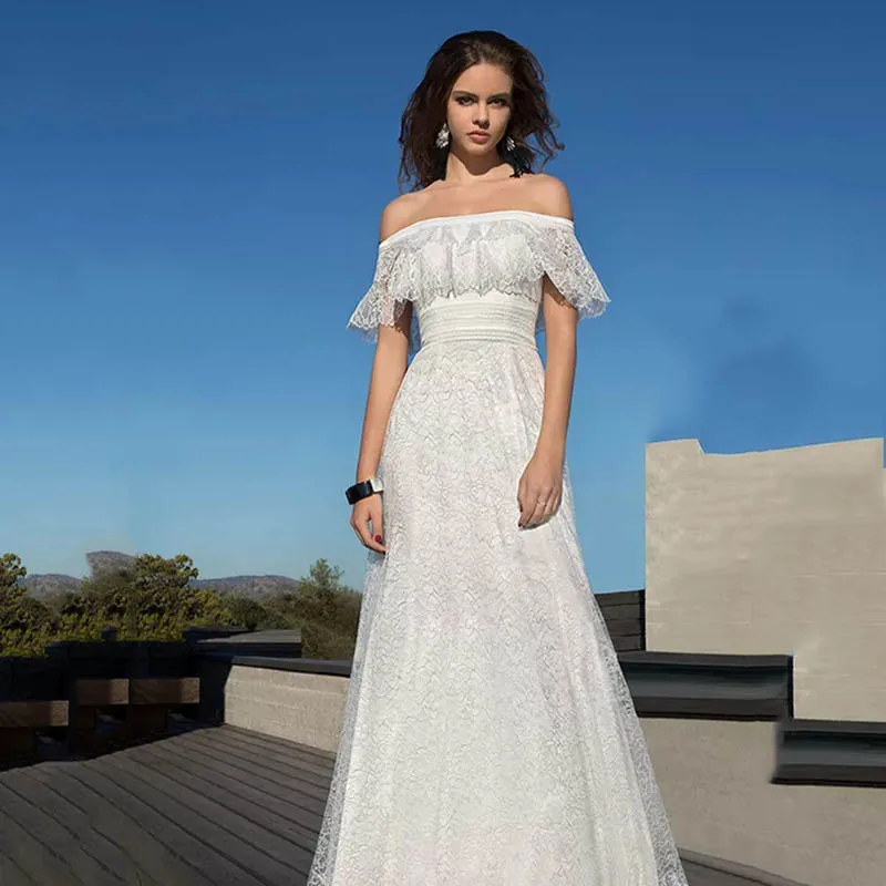 

Eightree Boat Neck Bride Dress Off the Shoulder Wedding Dress vestido de noiva A Line robe de soiree Lace Wedding Gowns
