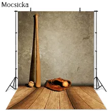 

Mocsicka Gray Wall Photography Background Baseball Baseball Bat Glove Decoration Props Adult Portrait Photo Backdrop Studio