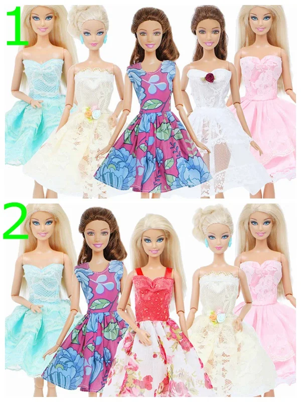 NO DOLL B Мода смешанный стиль наряды Красочные Свадебное Платье футболка брюки DIY Аксессуары Одежда для куклы Барби Детские игрушки - Цвет: NO DOLL B