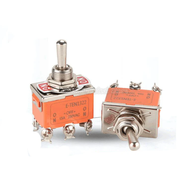 

2Pcs 15A 250V E-TEN1322 6pin Toggle Switch on off SPST switch ON OFF ON DPDT E-TEN 1322 Orange