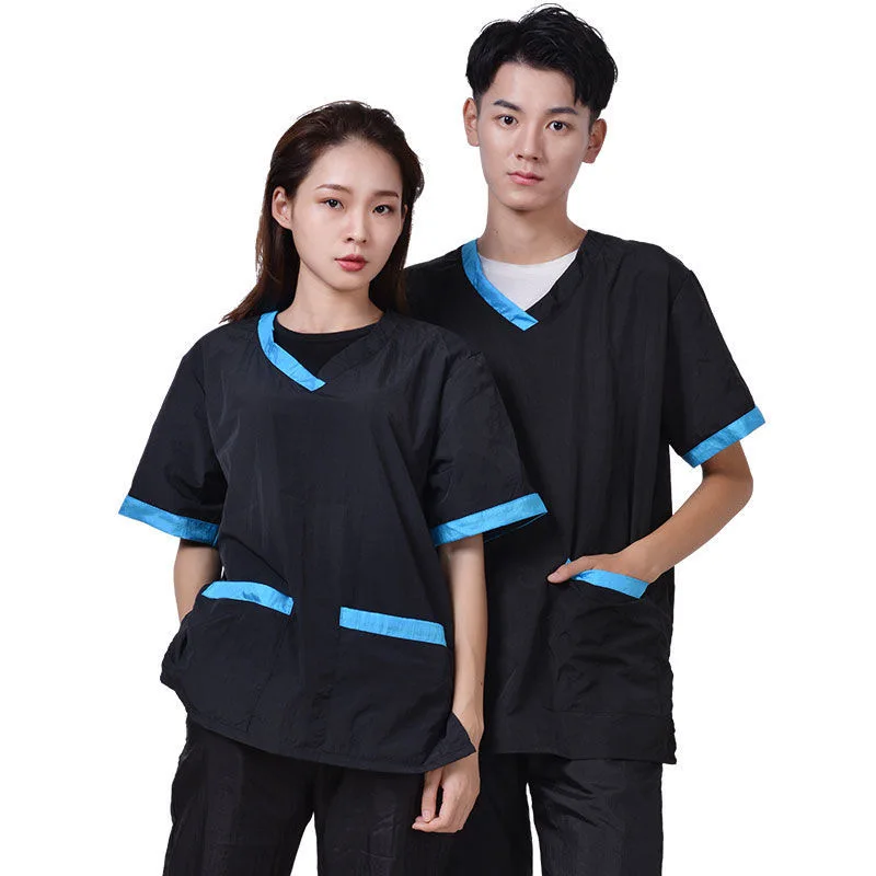 Custom LOGO Pet Shop Groomer Work Clothes Suit Waterproof Anti-static Pet Overalls Salon Barber Hairdresser Apron G1004 4