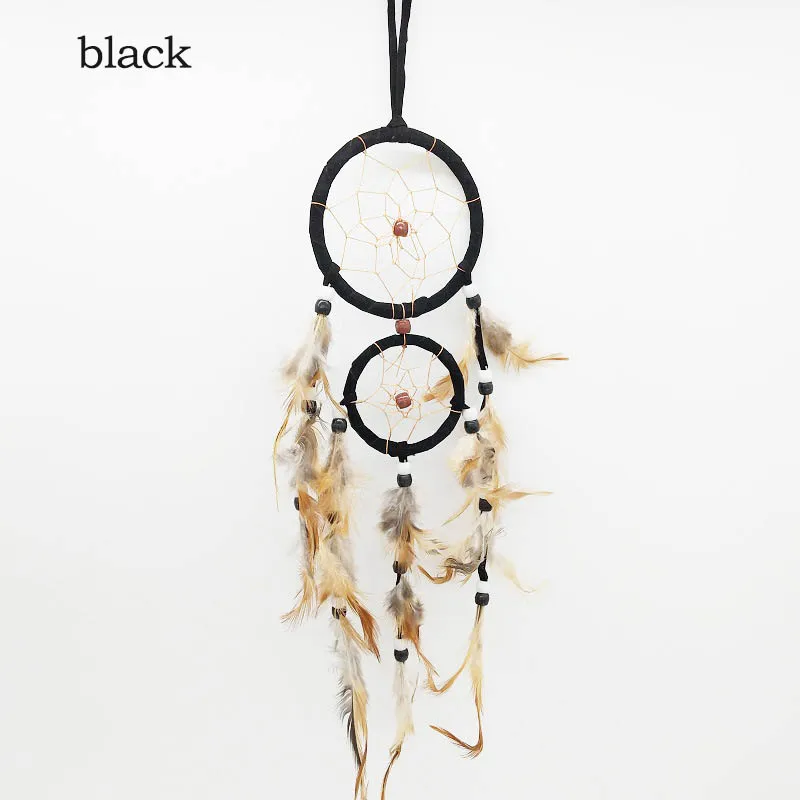 Черный 1Pcs Hollow Dream Catcher Home Wind Chime Pendant Wedding Bedroom Kids Room Decoration Feather Ornaments Dream Catcher - Цвет: Черный