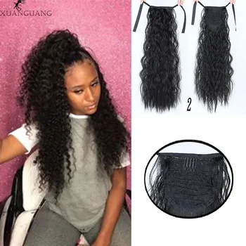 

XUANGAUNG Fashion long hair Hair extension Long hair Curly hair Banded ponytail High temperature chemical fiber hair