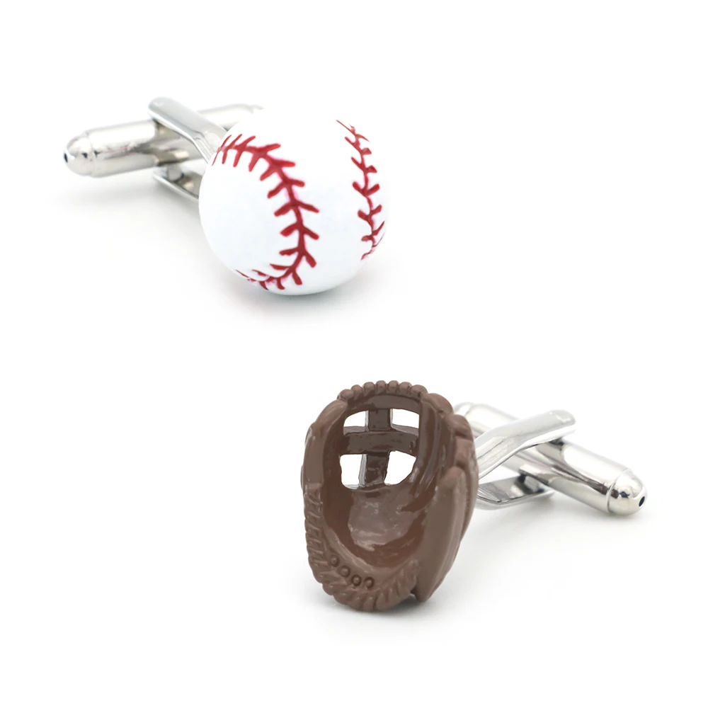 Дизайн бейсбола спортивные запонки для мужчин качество латунь материал белый цвет запонки оптом и в розницу