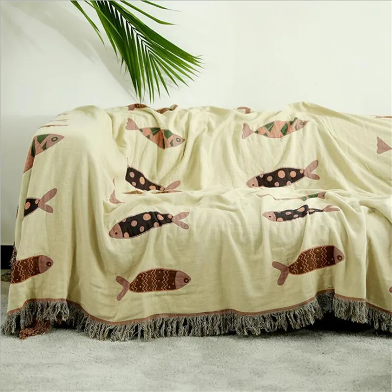 Хлопковое многофункциональное Двухслойное жаккардовое полотенце для дивана