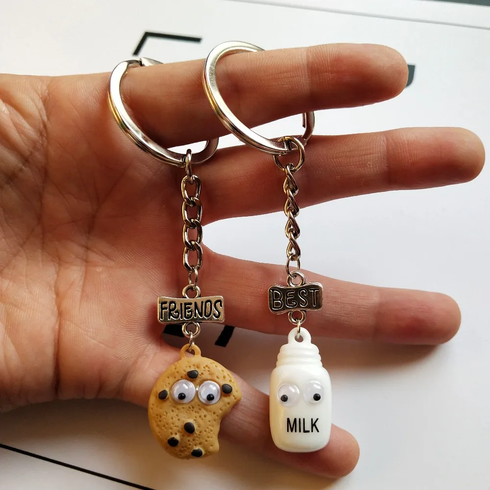 2 шт./компл. Key Chain модные милые выпечка бисквитов кружка для молока лучший брелок лучшему другу автомобильный брелок для ключей День рождения подарок