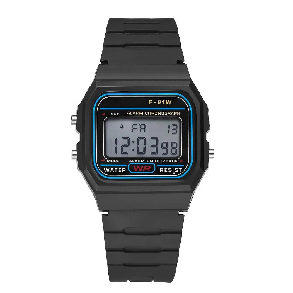 Ультратонкие спортивные детские электронные часы F91w будильник часы для детской нержавеющей стали ремень для мужских часов для ребенка подарок для мальчика девочки