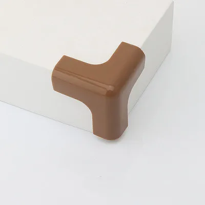 4 Pcs Baby Safety Anti-collision corner T Shape Candy Colors Dining Table Bed Protector Cover Waterproof Children Furniture brown