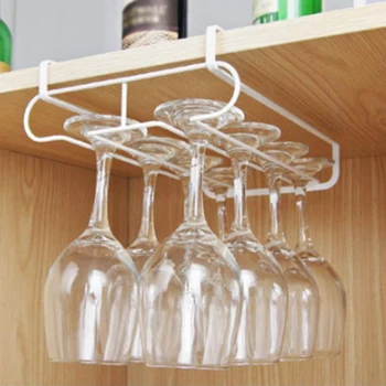 

1 x Wine Glass Rack Holder Under Cabinet Rack Storage Organizer Stemware Racks Double Row Hanger Shelf Metal Hanging Racks