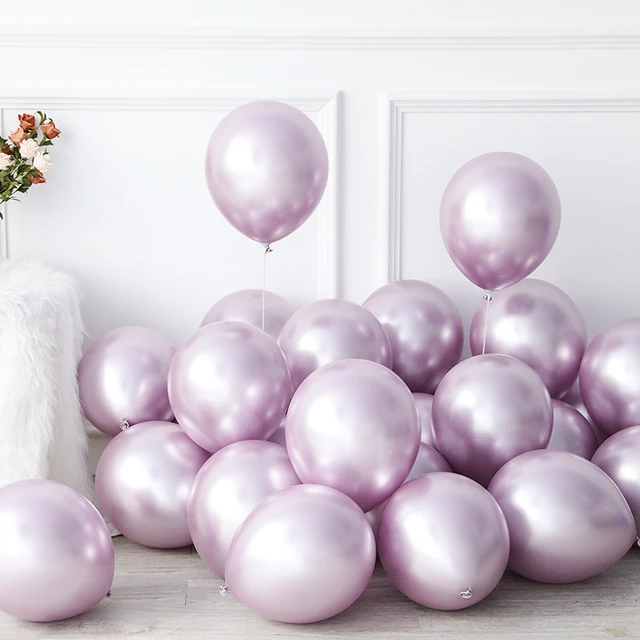 20pcs 12inch New Glossy Baby Pink Metal Pearl Latex Balloon Rose Gold Thick Chrome Metallic Globos Wedding Birthday Party Decor purple 1