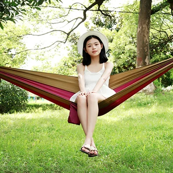 

270*140cm Portable Camping Parachute Hammock Survival Garden Outdoor Furniture Leisure Sleeping Travel Double Hanging Bed