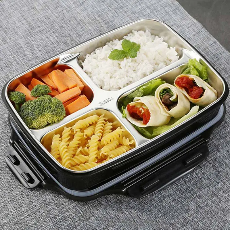 Ланч-бокс из нержавеющей стали с ложкой герметичные Ланч-боксы Bento набор посуды микроволновая печь дорожный пищевой контейнер для кемпинга