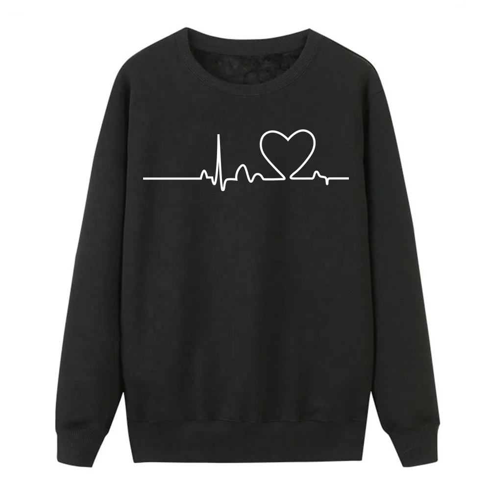 Heartbeats Kawaii Новые простые Стильные толстовки женские флисовые весенние зимние повседневные Пуловеры горячая Распродажа милые свободные толстовки