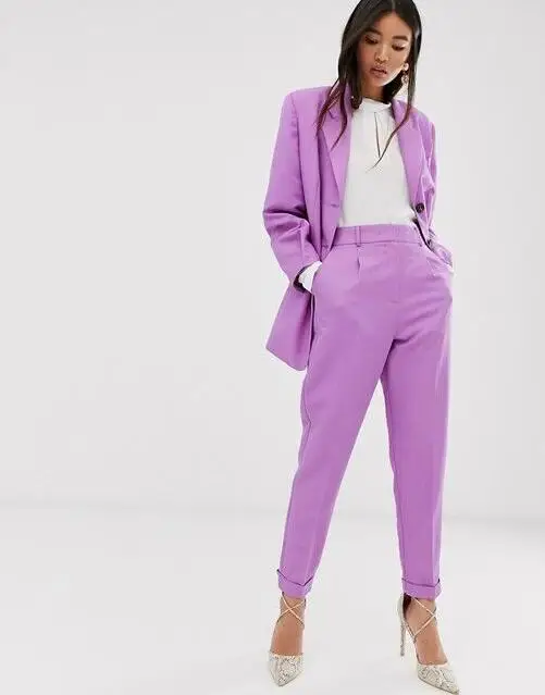 Plus Size Vrouwen Past Paars Broekpakken Kantoor Formele Partij Dames  Werkkleding Blazer Outfit Broekpak Custom Made|Pant Suits| - AliExpress