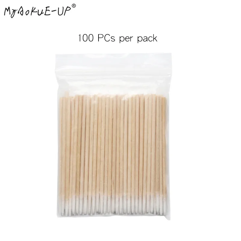 300 pcs Disposable Ultra-small Cotton Swab Brush Lint Free Micro Brushes Wood Cotton Eyelash Extension Glue Removing Tools for makeup brush set makeup brush