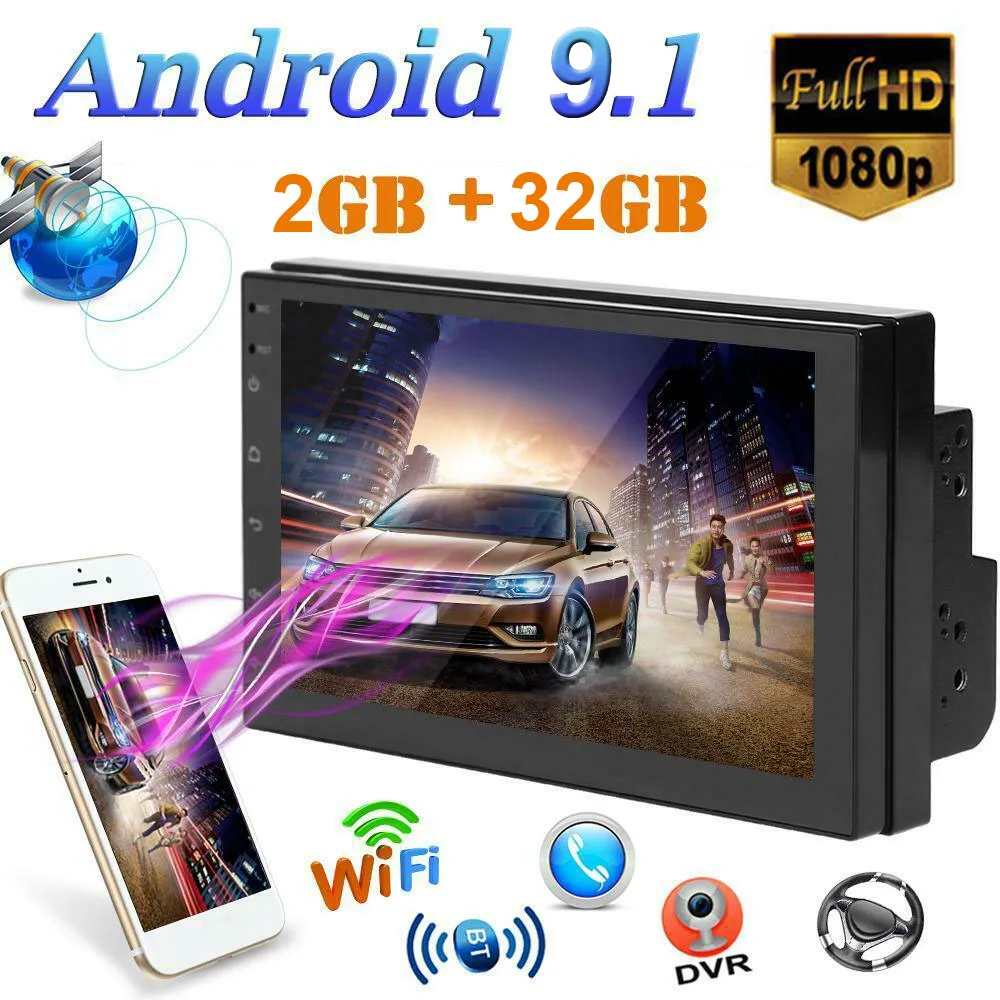 2Din Android 9,1 автомобильный Радио мультимедийный плеер ram 2G+ rom 32G gps навигация видео плеер Авто Стерео Bluetooth FM USB wifi