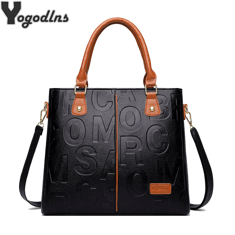 여성용 럭셔리 디자이너 핸드백, 대용량 토트백, 유명 브랜드 PU 가죽 숄더 크로스바디 백, Bolsos Mujer