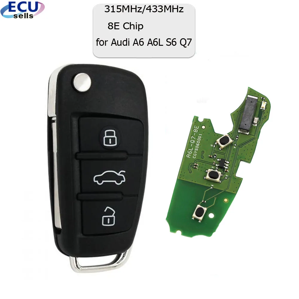 CGDI Original Flip Remote Car Key With 3 Buttons 8E Chip 315MHz/434MHzFSK - FOB for Audi A6 A6L S6 Q7 2006 2007-2012 | Автомобили и