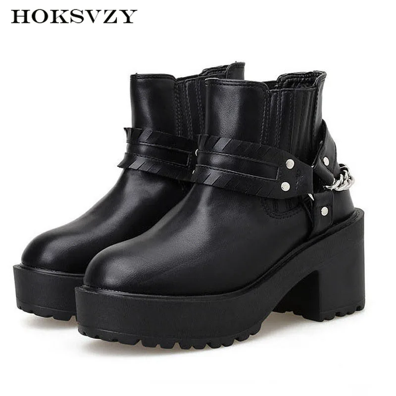 HOKSZVY Autumn Winter Women Platfrom Boot Classic Thick Bottom Waterproof Platform High Heel Wild Nightclub High Heel Boots JXQ
