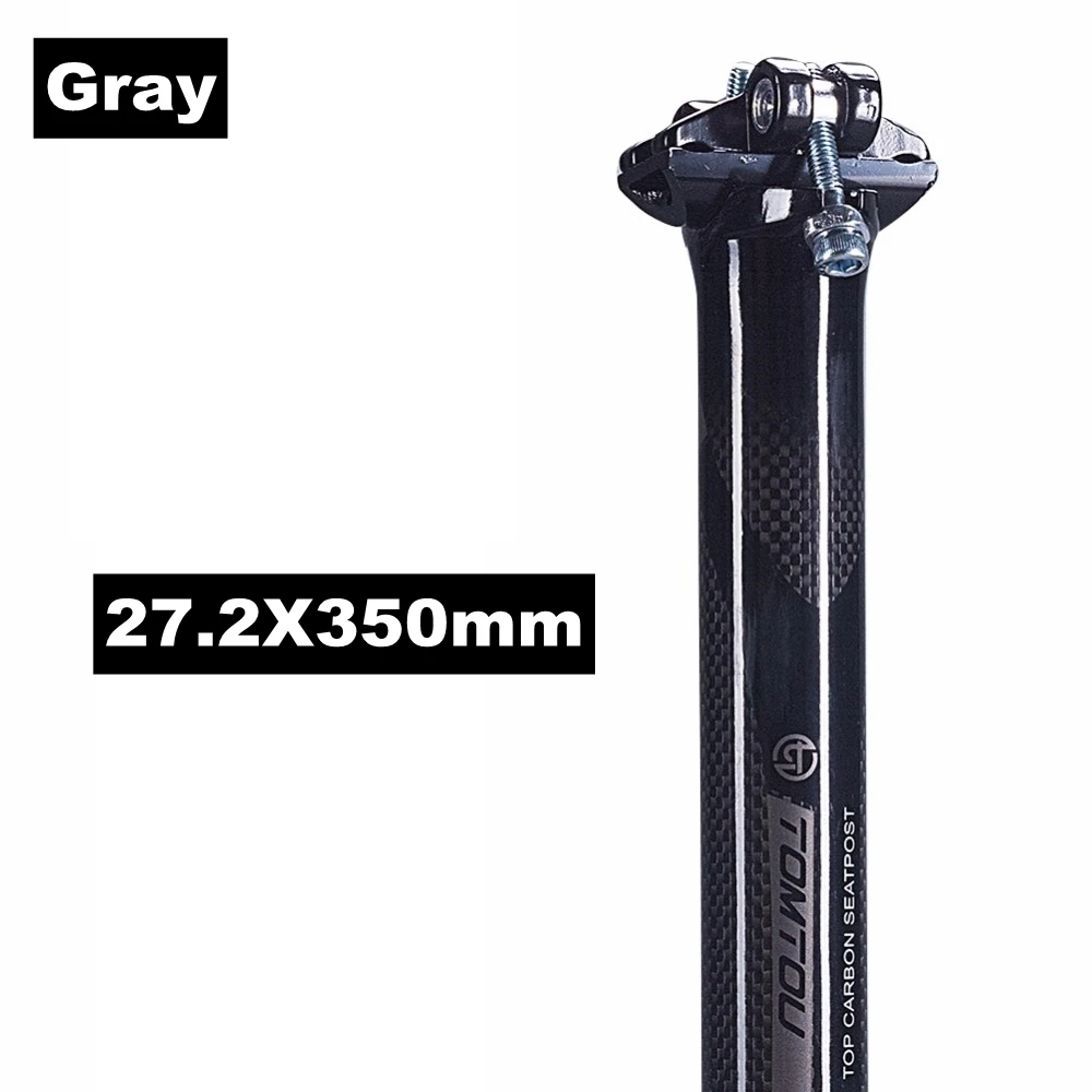 Gray 27.2X350mm TOMTOU Сверхлегкий 250 г 3k из углеродного волокна, шоссейный/горный велосипед велосипедный Подседельный штырь гонки на подседельную трубу рамы 27,2/30,8/31,6 мм красный, зеленый, синий, серый - Цвет: Gray 27.2X350mm