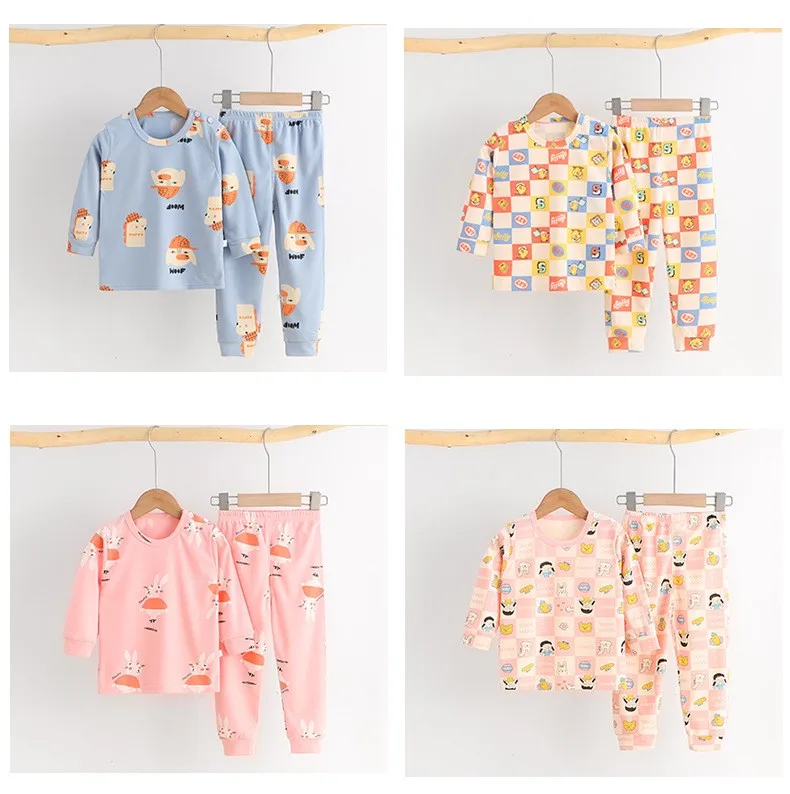 Newborn Underwear Suits Baby Boys Girls Pajamas Set Autumn Winter Long Trousers Home Clothes Children's Clothing Sets baby clothes mini set