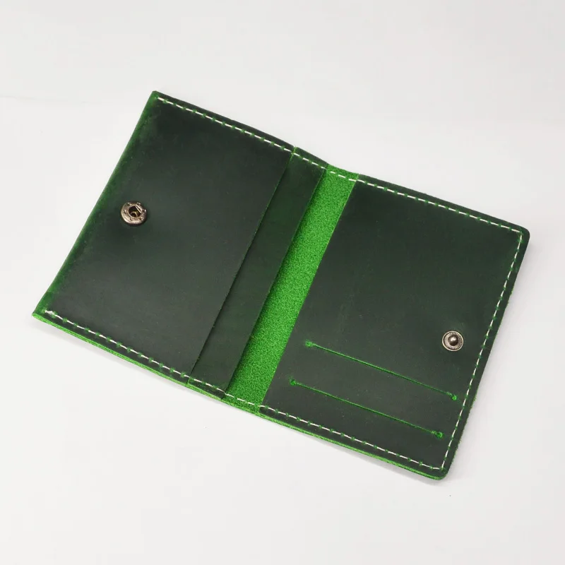 Green Leather Card Holder Men Business Credit Cards Case 