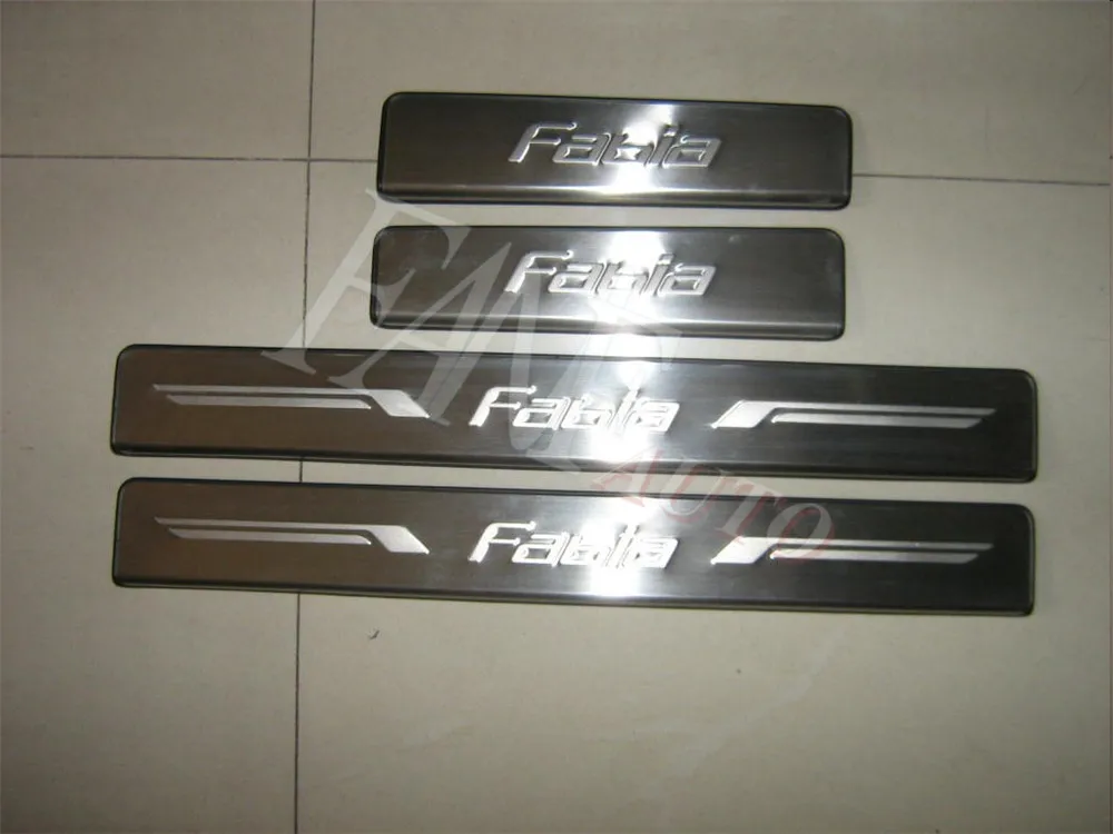 Stainless Steel Led Door Sill Scuff Plate Guard Sills Protector Trim For Skoda Fabia