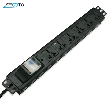 

1U PDU Power Distribution Unit Strip Leakage Surge Protector Network Cabinet Plug Socket Universal Outlets 2m Extension Cord
