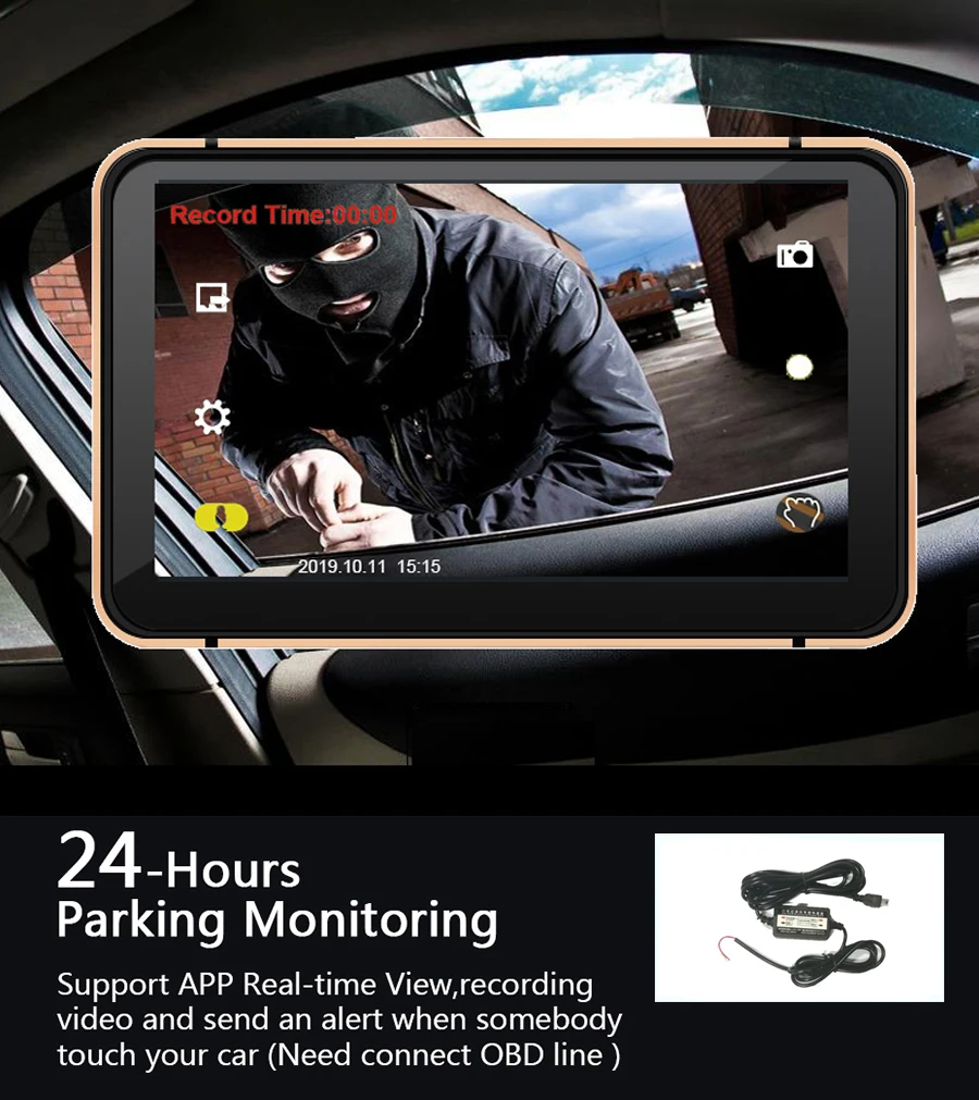 Автомобильный видеорегистратор Anfilite 7 дюймов с GPS навигацией FHD 1080P Android 512 Мб 8 Гб