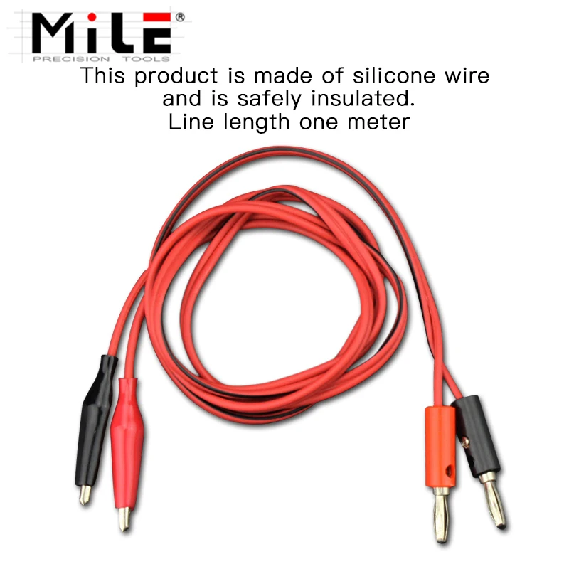 MILE 1m Crocodile Clip For Multimeter Probe Alligator Cilp to AV Banana Plug Test Lead DC Power Supply Tester Cable Tool DIY alligator clips test hooks clips alligator clip adapter