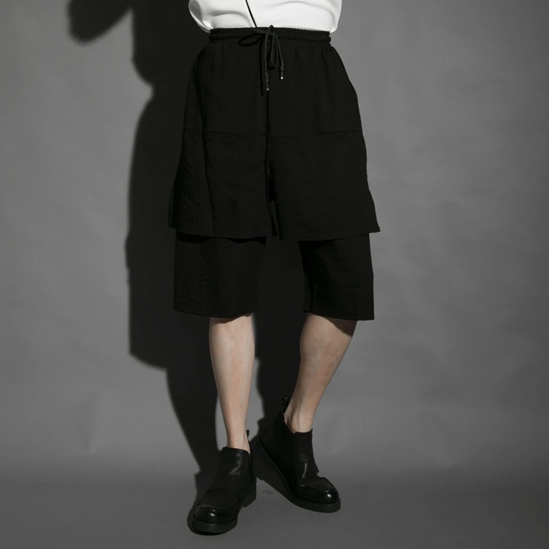 Men's False Two Pieces Of Pant Skirt Classic Dark Personality Hair Stylist Clothing Casual Fashion Loose Oversized Pants