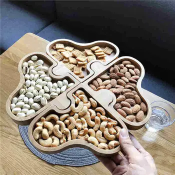 

Wooden Creative Snack Plate Home Lazy Fruit Plate Living Room Dried Fruit Plate Candy Snack Plate Office Nut Plate