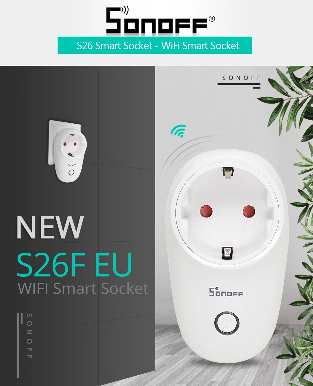 1/2/3/4/5/6 шт. Sonoff S26 умная розетка Wi-Fi разъем ЕС F разъем Беспроводной интеллигентая(ый) розетка Smart Home работать с Alexa и Google Assistant