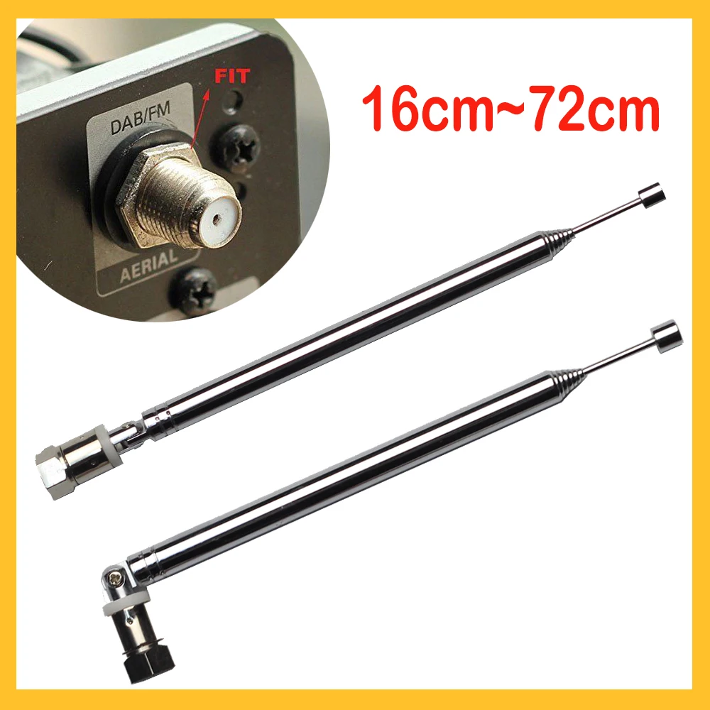 16 72CM Telescopic Aerial Antenna FM FOR ALL RADIOS TAKING F Type coaxial Tivoli Bose Adapter For Wave Radio TV FM for AM radio