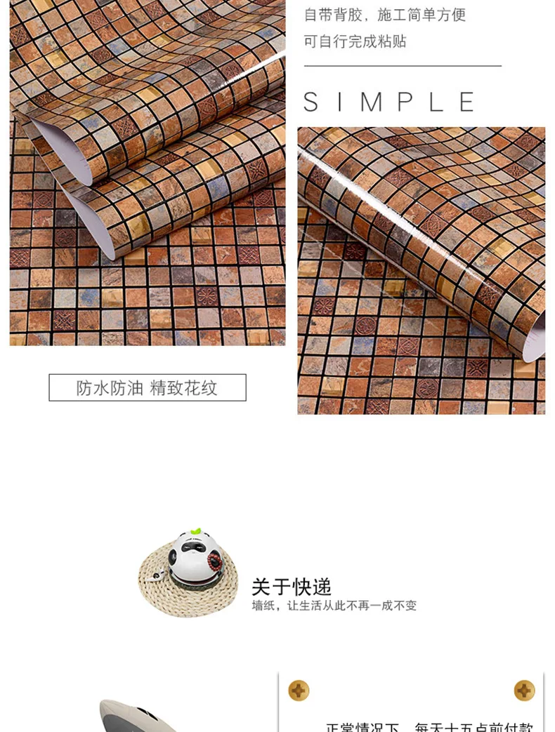 Kitchen Oil Resistant Adhesive Paper Waterproof Self-Adhesive High-temperature Resistant Stove with Tile Cabinet Countertops Ran