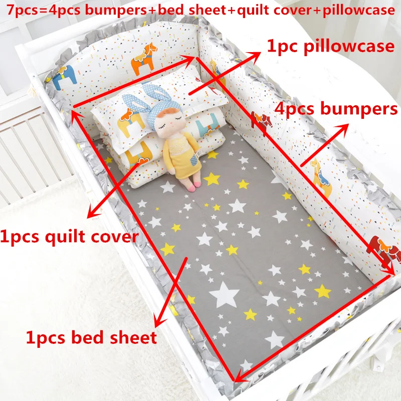 Милый детский комплект постельного белья Мягкий Постельное белье для младенцев детская кроватка бамперы Стёганое одеяло крышка 7 шт./компл. детское постельное белье с простыни+ детская кроватка - Цвет: 12