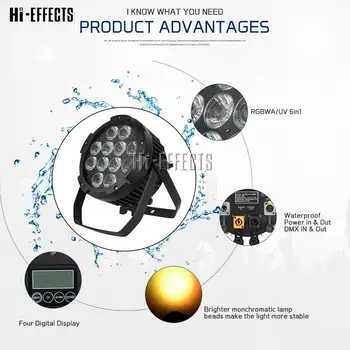 

12x18w waterproof LED battery par light RGBWA+UV 6IN1 DMX phone wifi control led par light stage lighting effect par light
