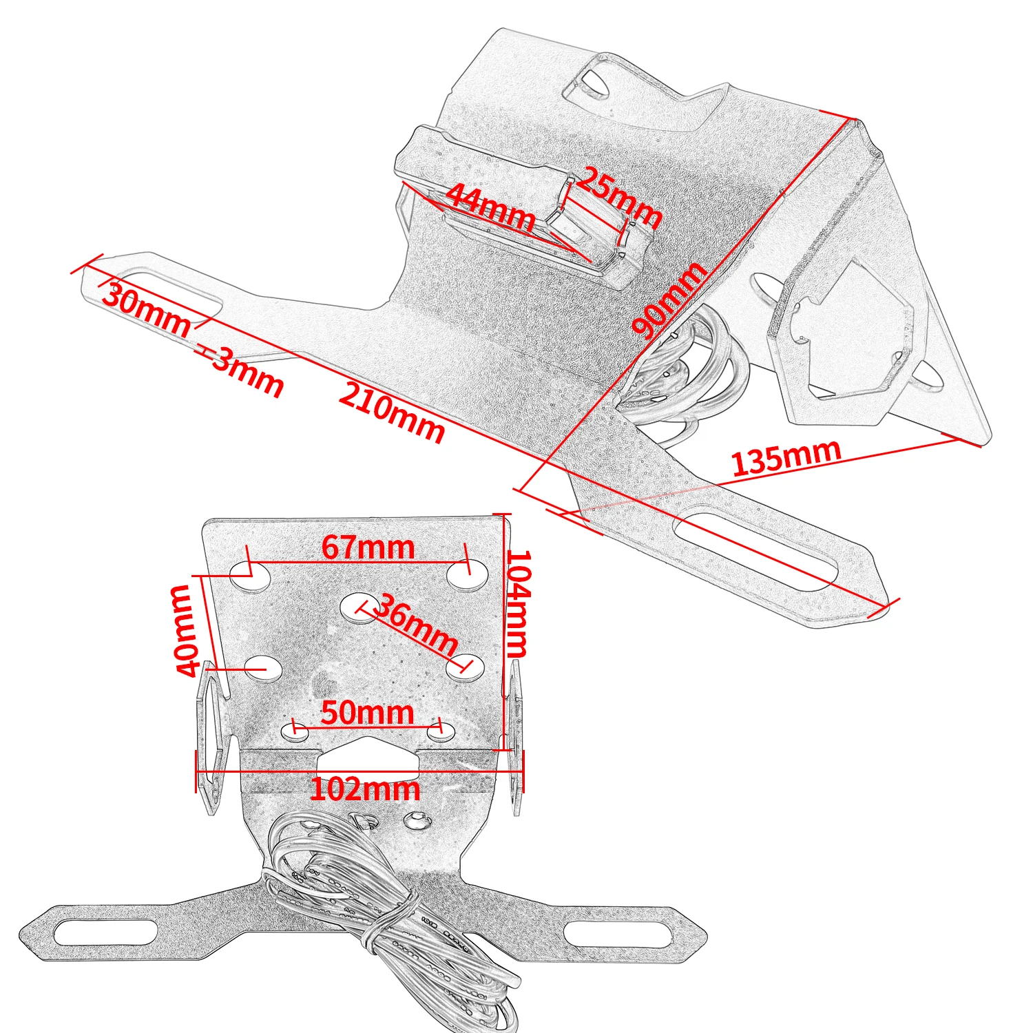 Suzuki Gixxer SF250 2019-2022 테일 깔끔한 펜더 제거기 오토바이 라이센스 플레이트 홀더 브래킷 Led 라이트 SF 250 2020 2021