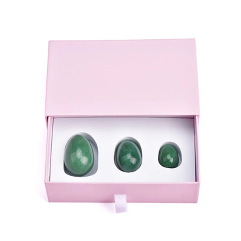 Natural Green Yoni Egg Set Jade Eggs Yoni Wand Crystal Massager Kegel Exerciser Vaginal Muscle Tightening Pelvic Massage Stone