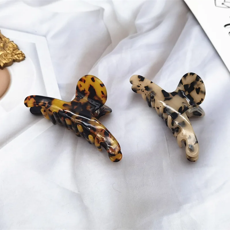 Korean Geometric Acetate Hair Claws Big Size Hair Crabs Clip 2021 Leopard Print Hair Clamps for Women Fashion Hair Accessories hair clips for long hair