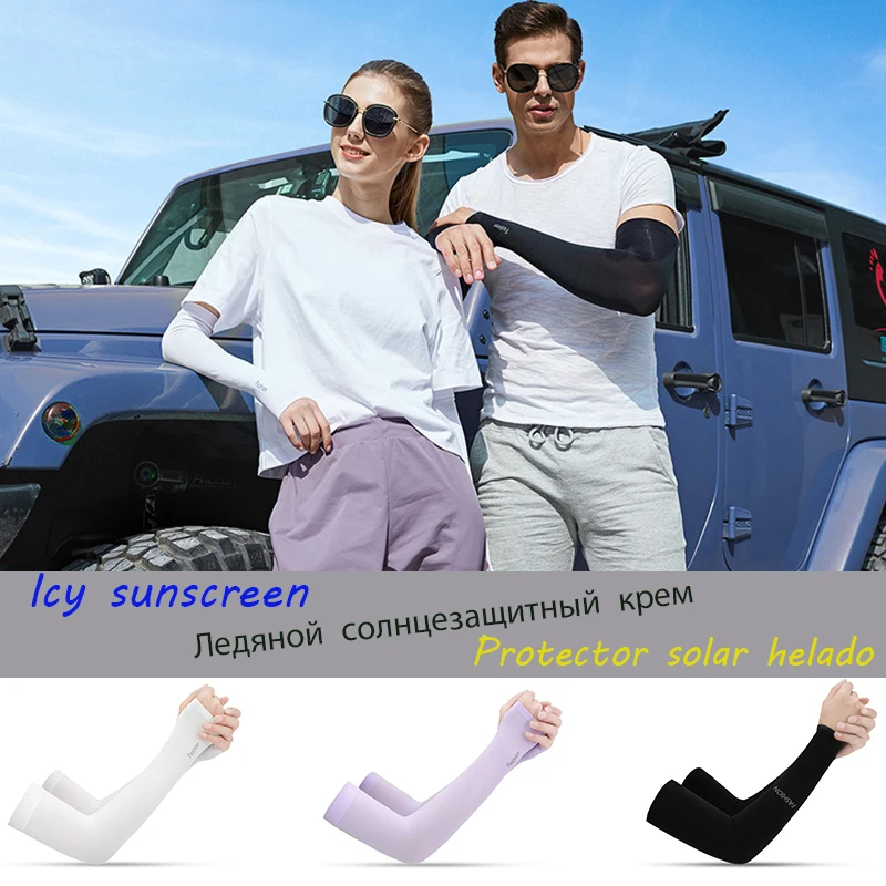 

Summer Outdoor Ice Silk Sunscreen Sleeve UV Protection Cycling Ice Gloves Male And Female Fishing Arm Sleeves Walking Bracers