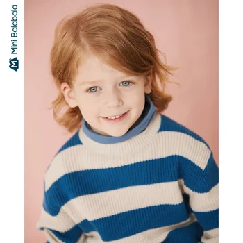 

Mini bala 2020 new children sweaters boys long-sleeved sweaters spring and autumn new baby striped sweaters