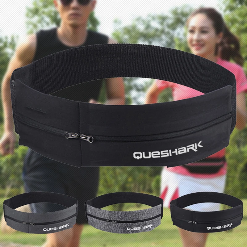 QUESHARK-riñonera elástica reflectante Pro, bolsa deportiva con doble cremallera, bolsillo para correr, gimnasio, Yoga