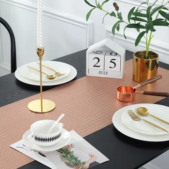 

Simple Solid Color Table Runner Light Luxury Rectangular Home Insulated Western Table Runner Christmas PVC Table Runner LD247