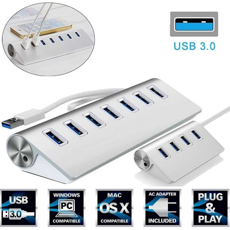 Usb-хаб Разветвитель USB 3 0 4 7 портов расширитель Hab аксессуары для ноутбуков ПК